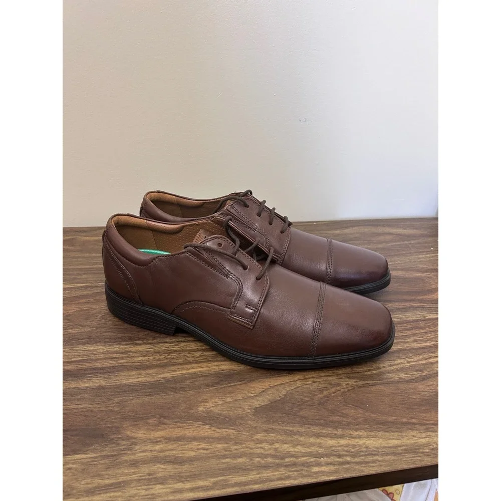 Clarks Collection Whiddon Cap‎ Mens Dark Brown Leather Oxford Shoes 9.5 M